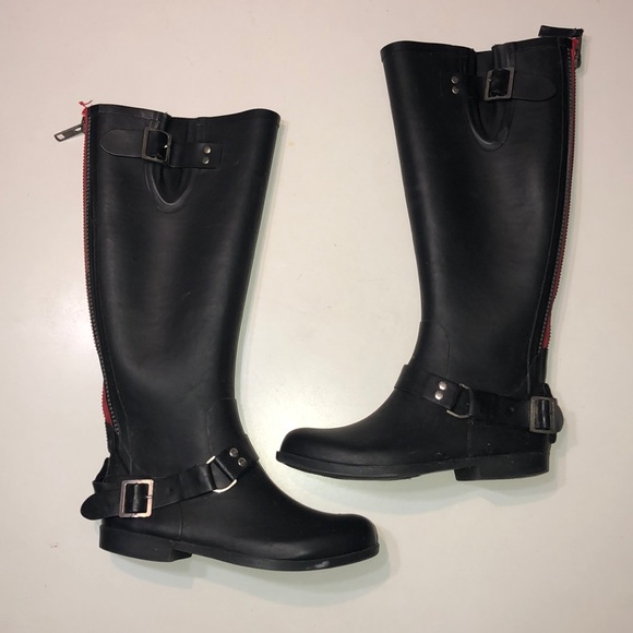 steve madden rain boots red zipper